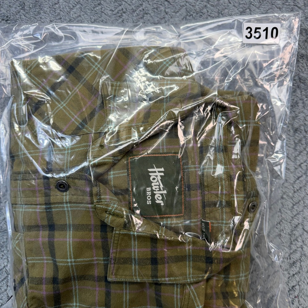 Howler Brothers Shirt Mens Large Flannel Plaid Green Cotton Blend Western Yoke - Picture 12 of 12